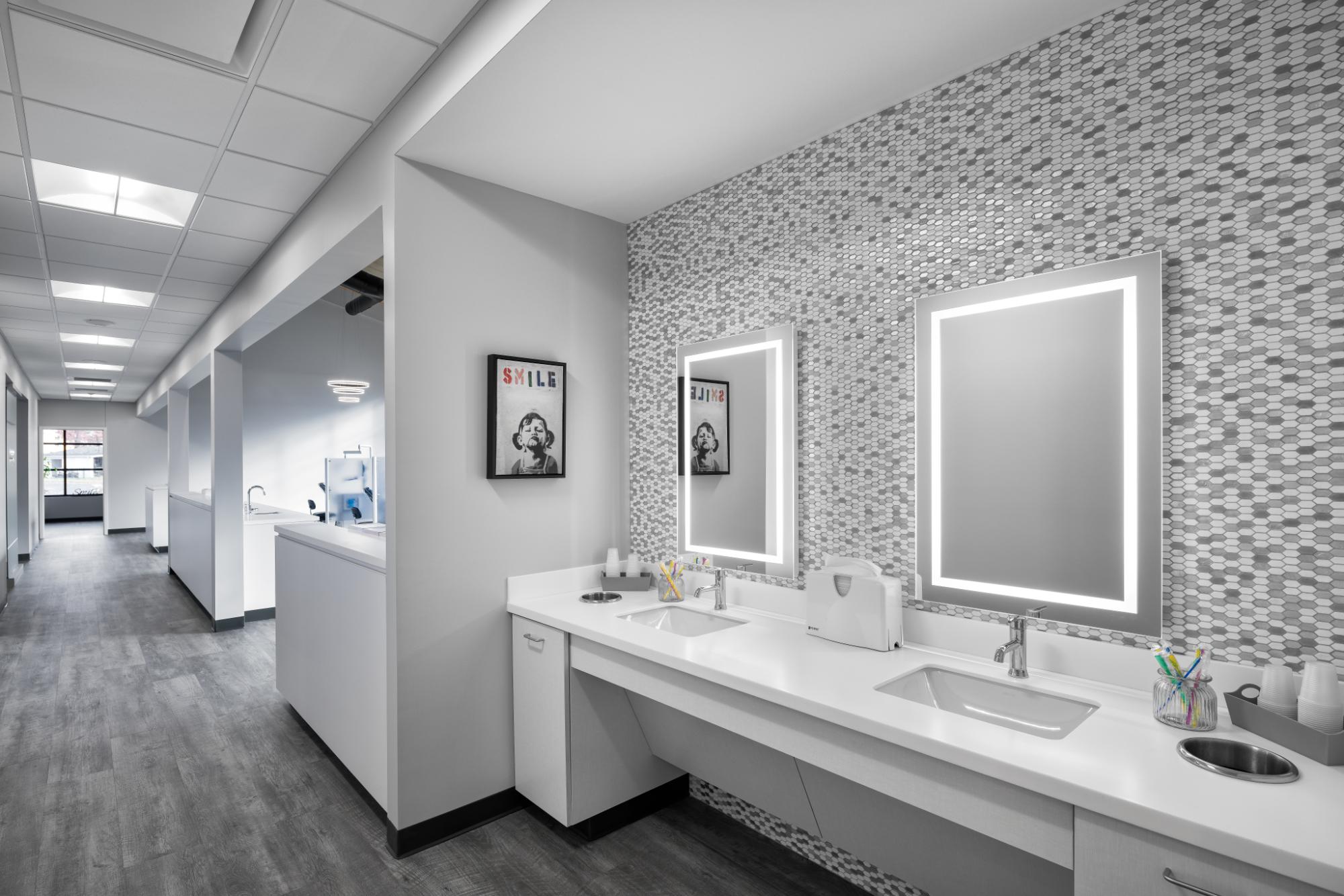 photo of teeth brushing station